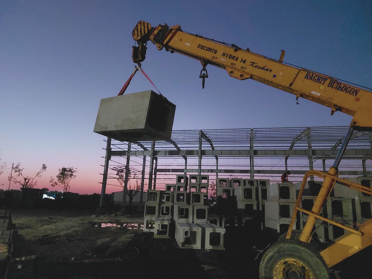 Rachit Buildcon Crane Lift Dusk